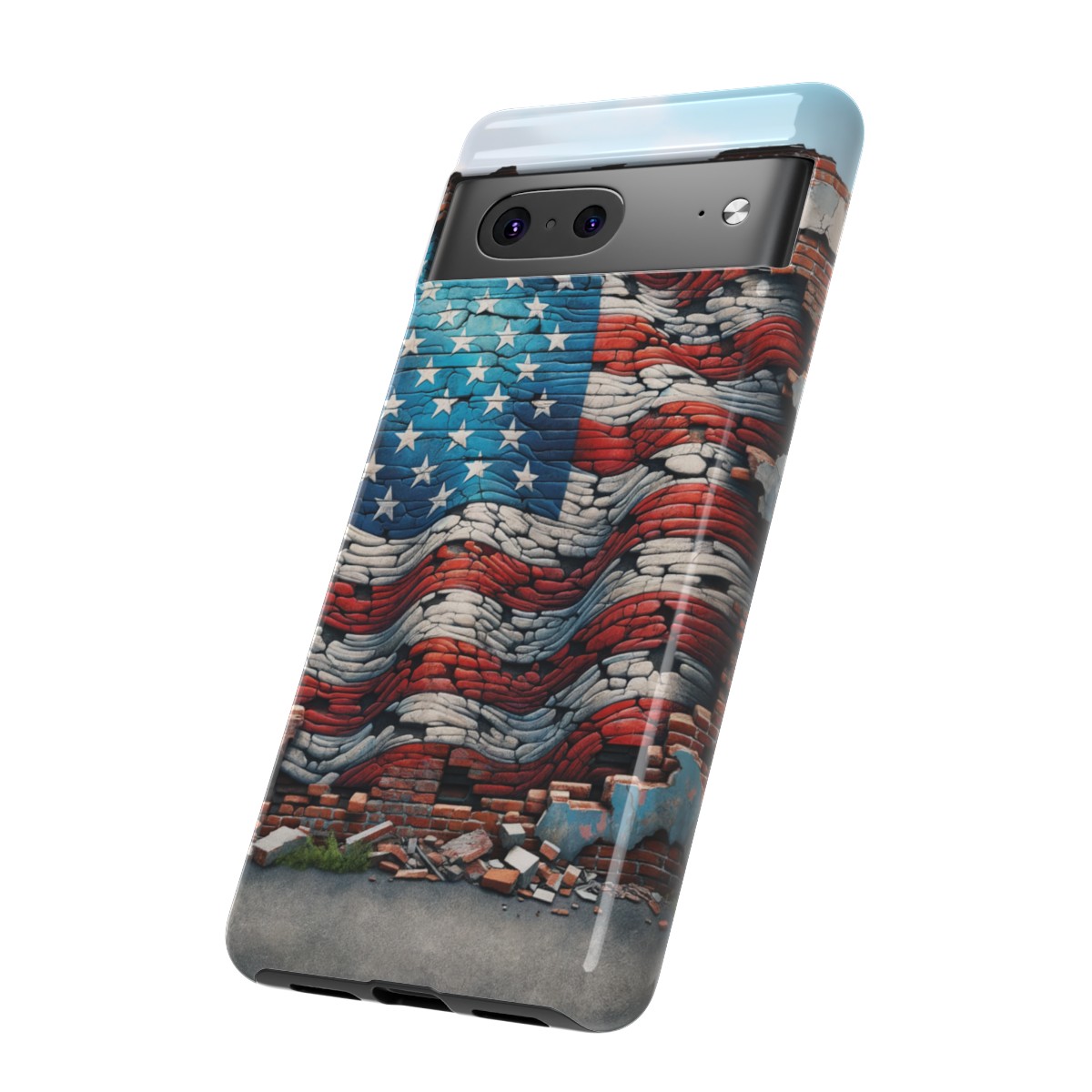 Resilient USA Flag on Cracked Brick Wall - Durable Phone Case- Phone Case - Image 147