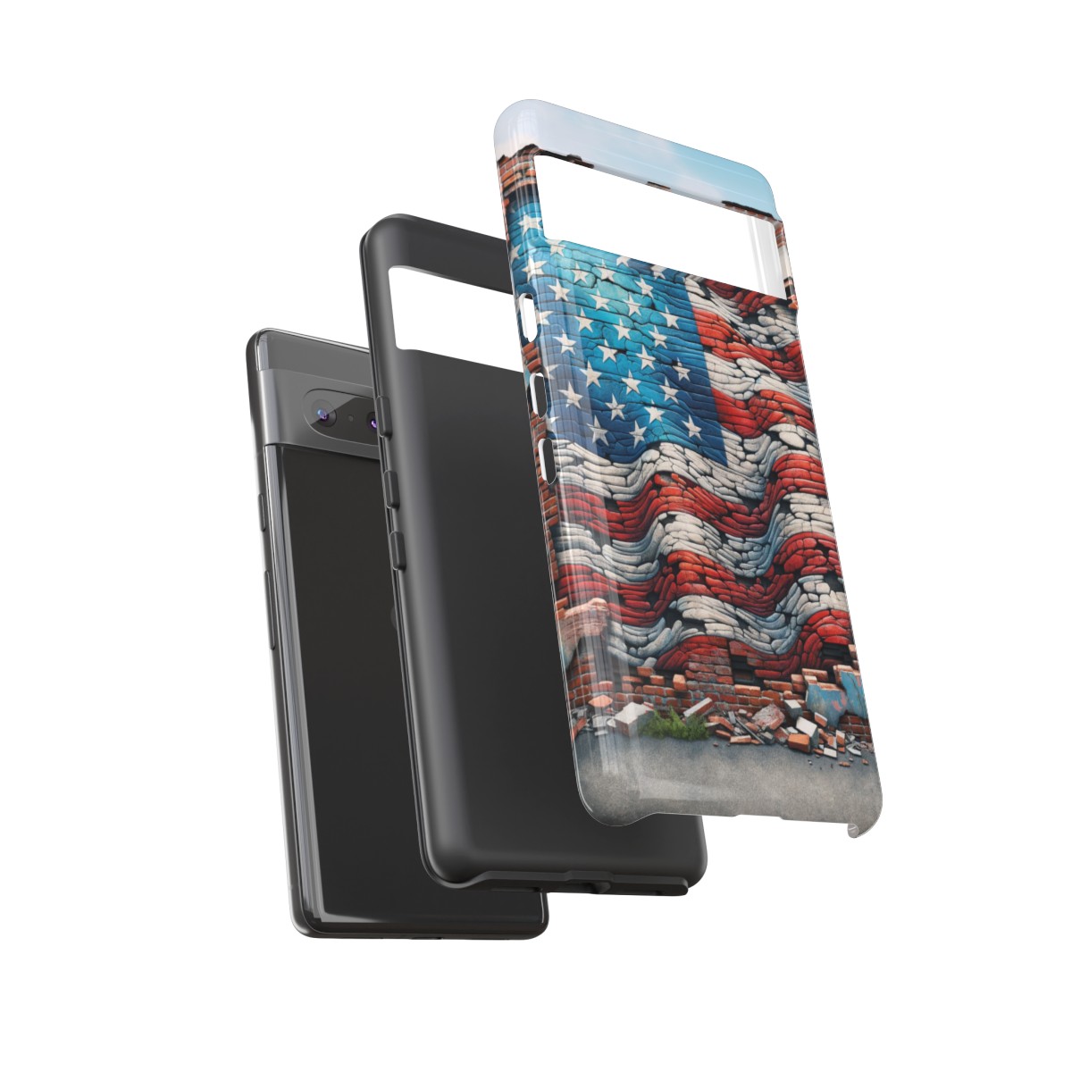 Resilient USA Flag on Cracked Brick Wall - Durable Phone Case- Phone Case - Image 148