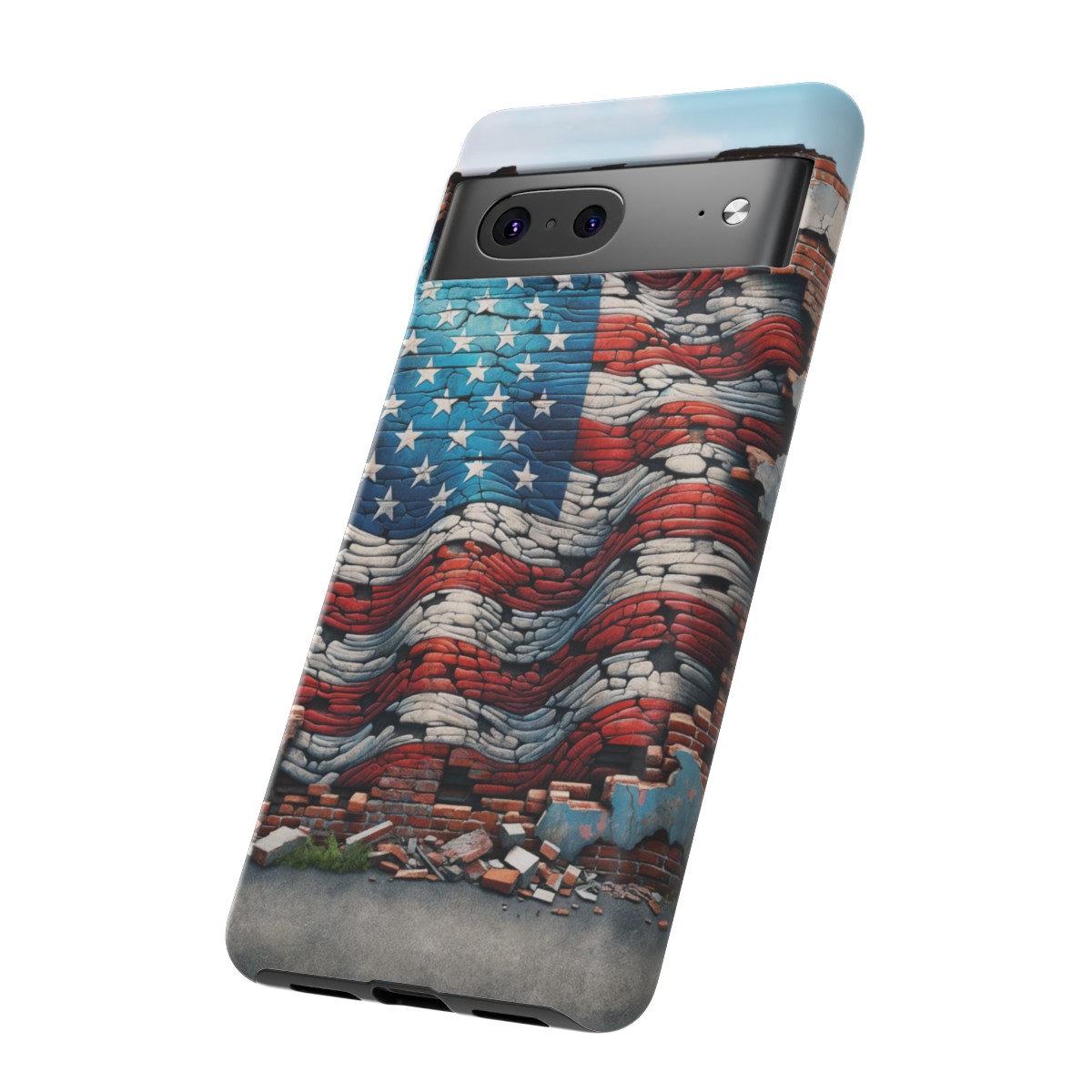 Resilient USA Flag on Cracked Brick Wall - Durable Phone Case- Phone Case - Image 151