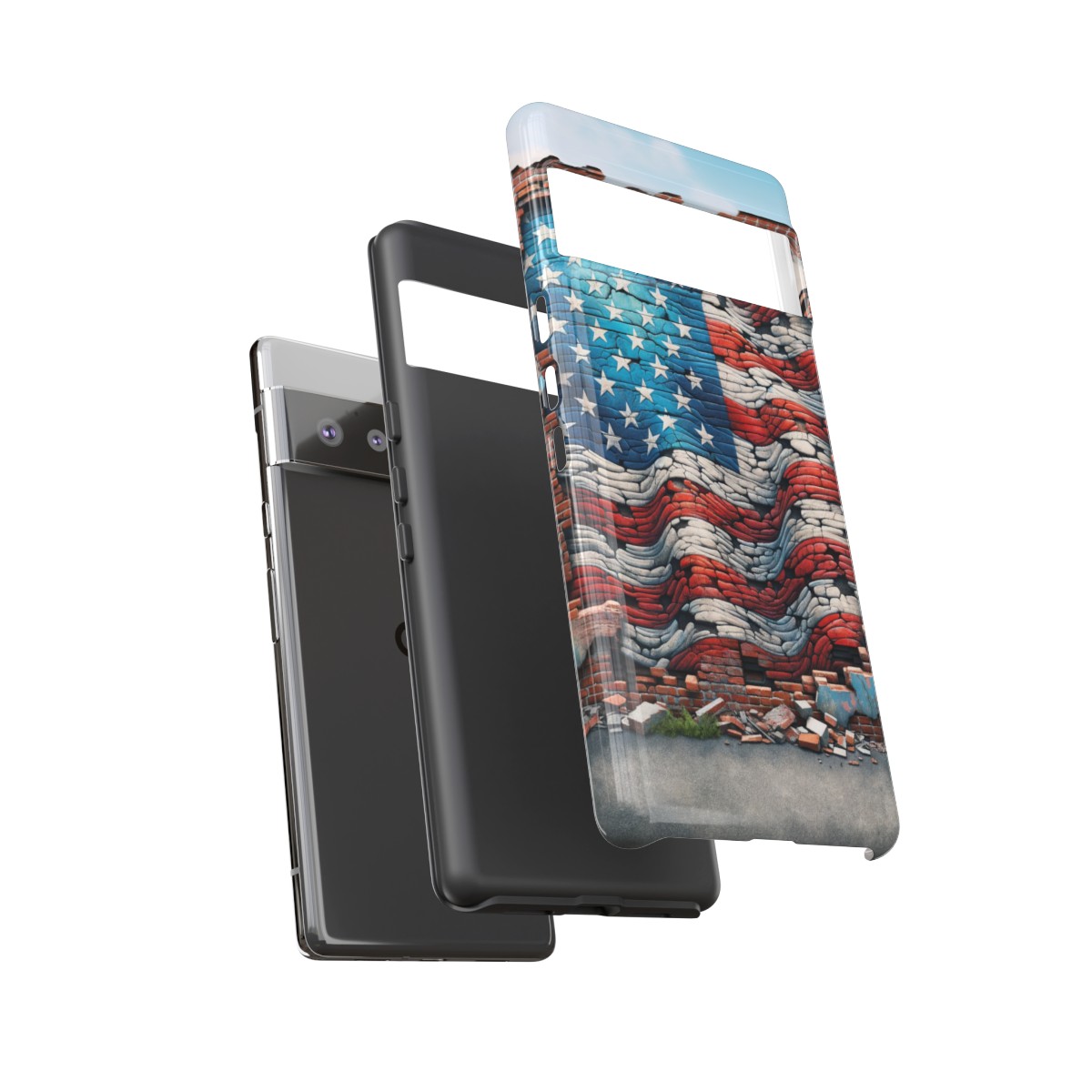 Resilient USA Flag on Cracked Brick Wall - Durable Phone Case- Phone Case - Image 156