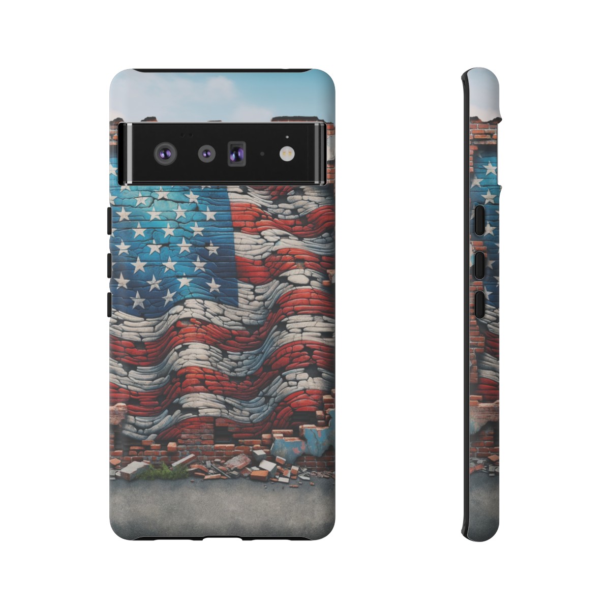 Resilient USA Flag on Cracked Brick Wall - Durable Phone Case- Phone Case - Image 158