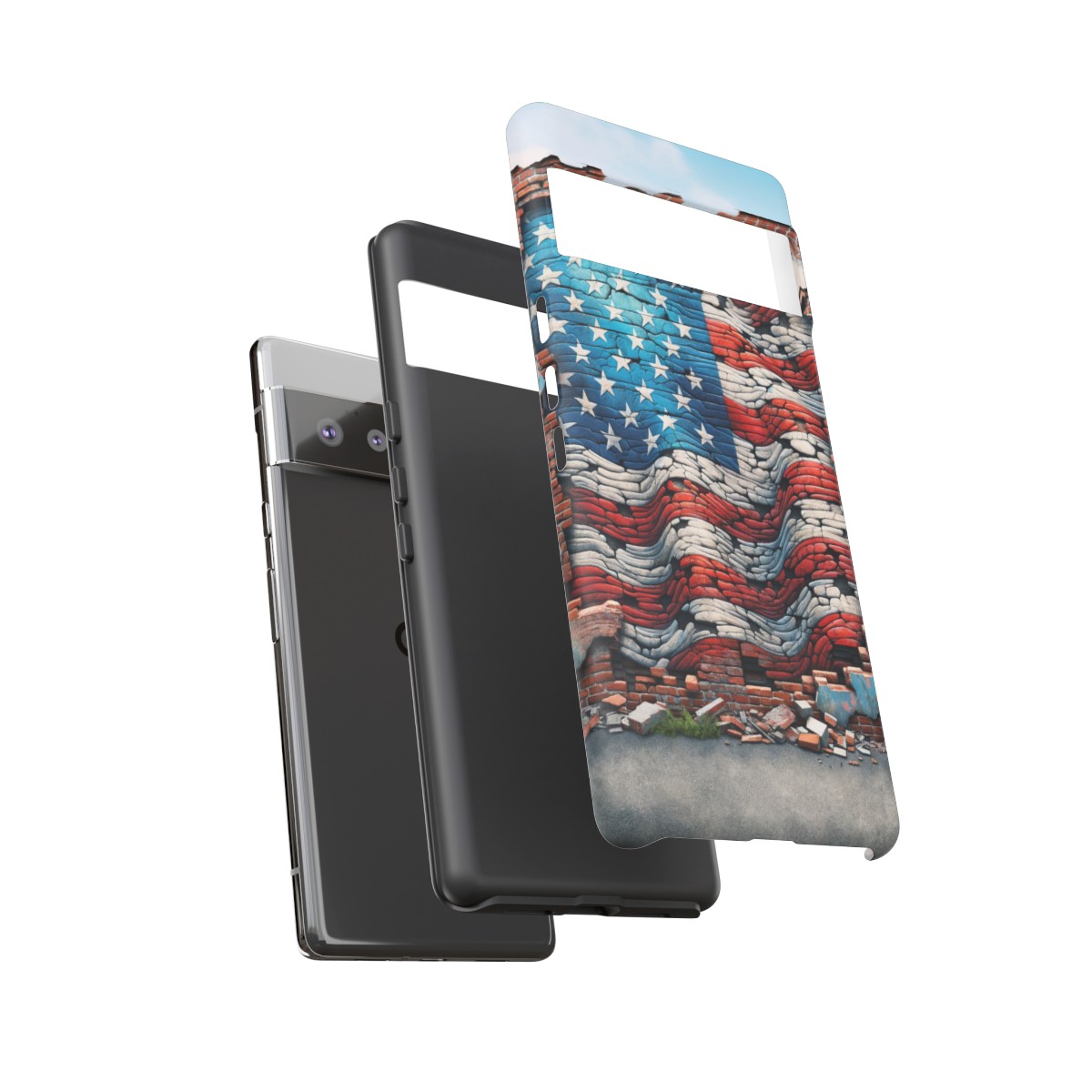 Resilient USA Flag on Cracked Brick Wall - Durable Phone Case- Phone Case - Image 160