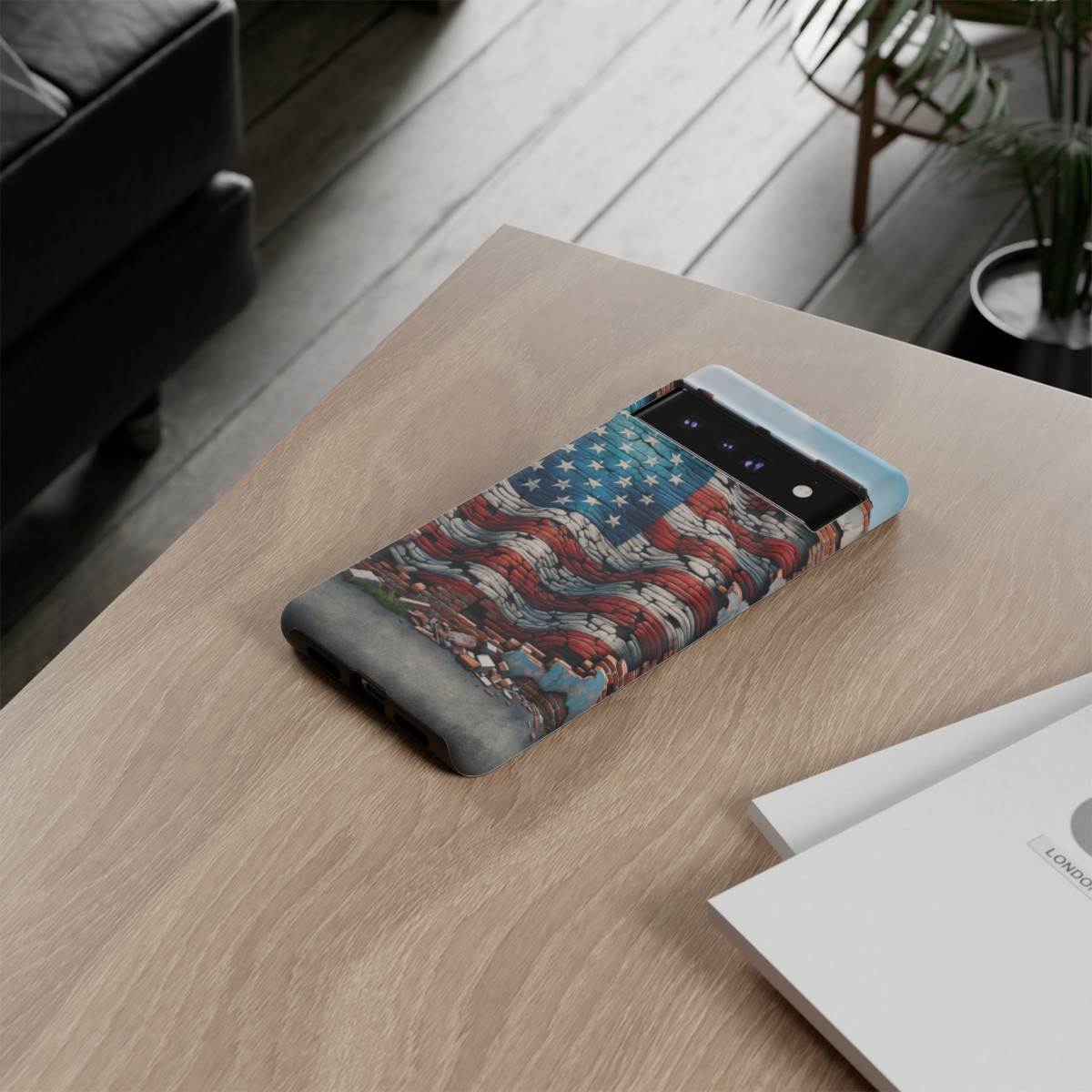 Resilient USA Flag on Cracked Brick Wall - Durable Phone Case- Phone Case - Image 161