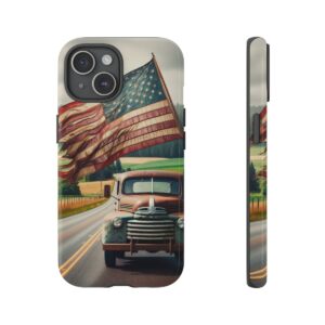 Rustic American Flag on Vintage Truck Phone Case for Country Roads- Phone Case