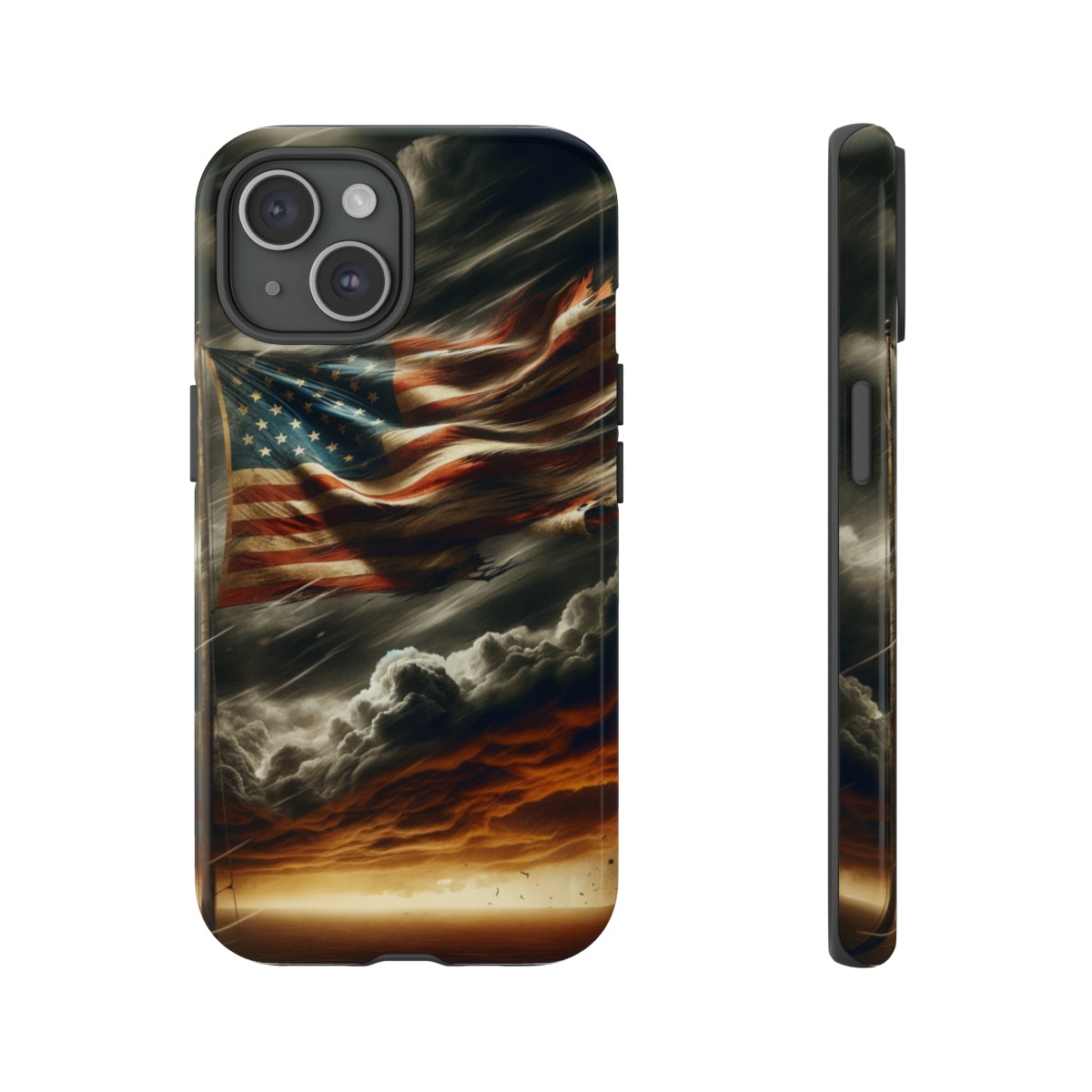 Weathered USA Flag Against Stormy Sky Design Phone Case- Phone Case