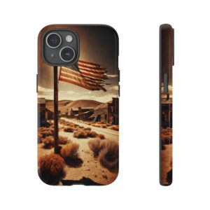 Deserted Ghost Town: Dusty Sun-Bleached USA Flag Phone Case- Phone Case
