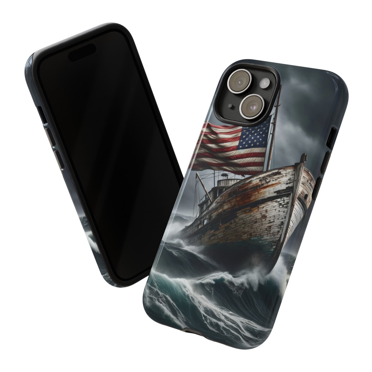 Vintage USA Flag on Rustic Boat Phone Case β Weathered Coastal Design- Phone Case - Image 2
