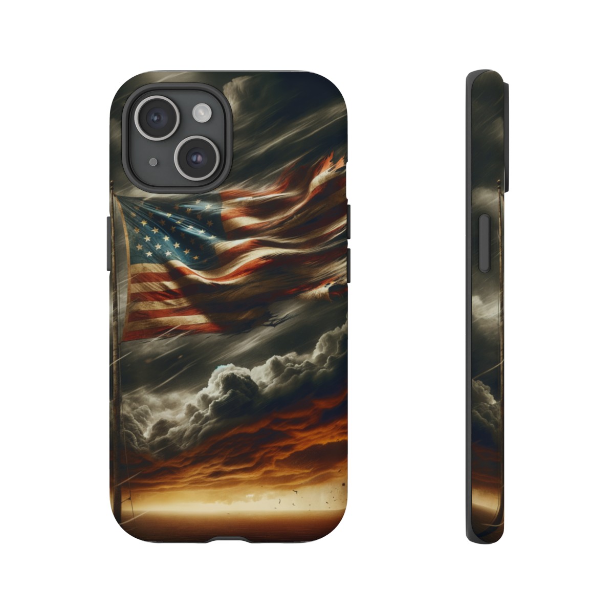 Weathered USA Flag Against Stormy Sky Design Phone Case- Phone Case - Image 162