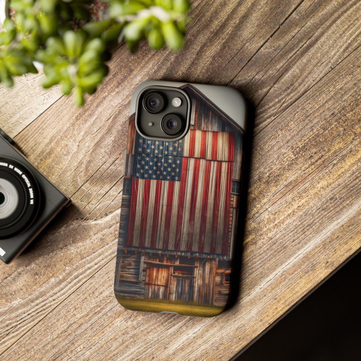 Vintage USA Flag on Weathered Barn Wood Phone Case- Phone Case - Image 164