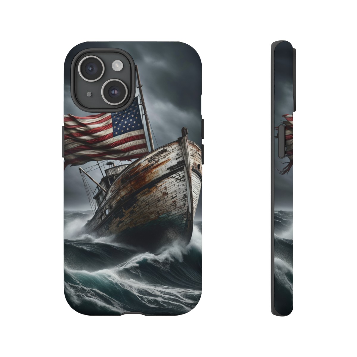 Vintage USA Flag on Rustic Boat Phone Case β Weathered Coastal Design- Phone Case - Image 162