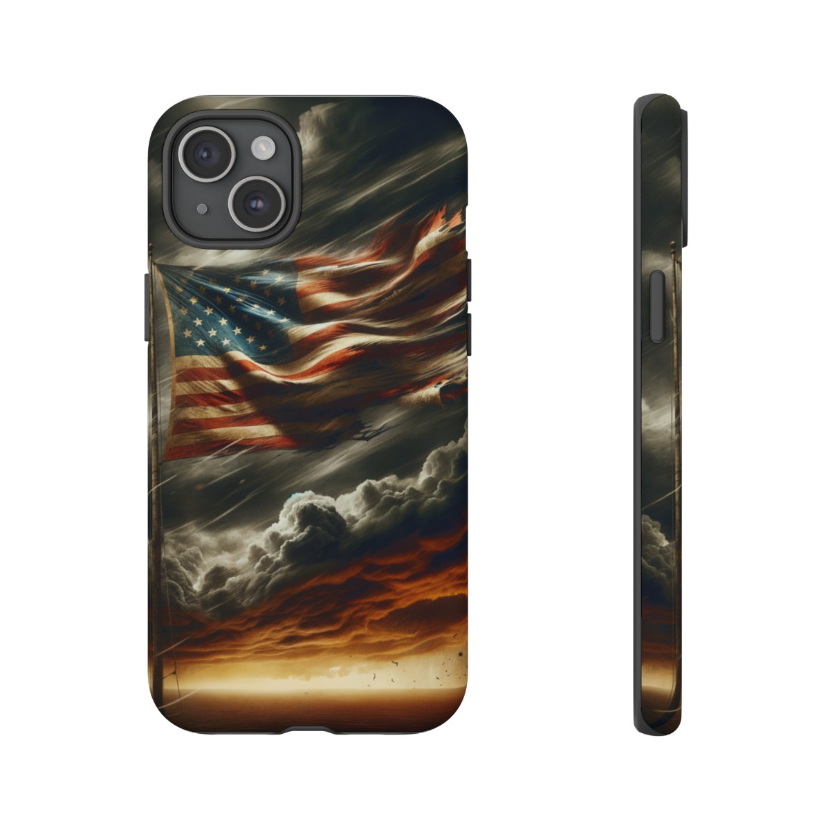 Weathered USA Flag Against Stormy Sky Design Phone Case- Phone Case - Image 168