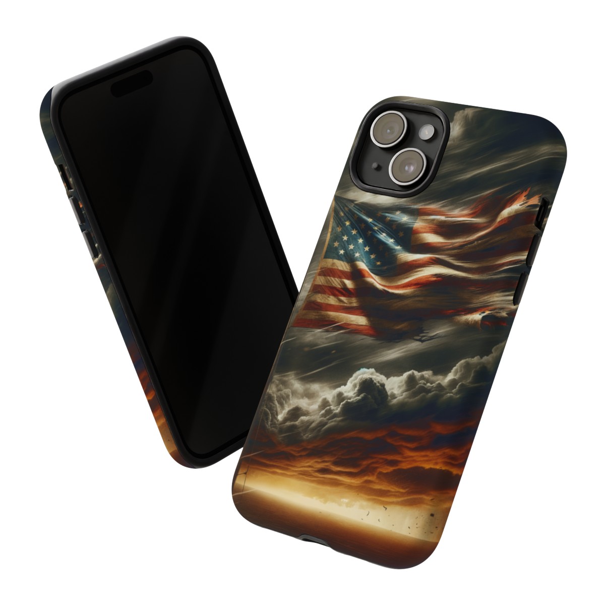 Weathered USA Flag Against Stormy Sky Design Phone Case- Phone Case - Image 169