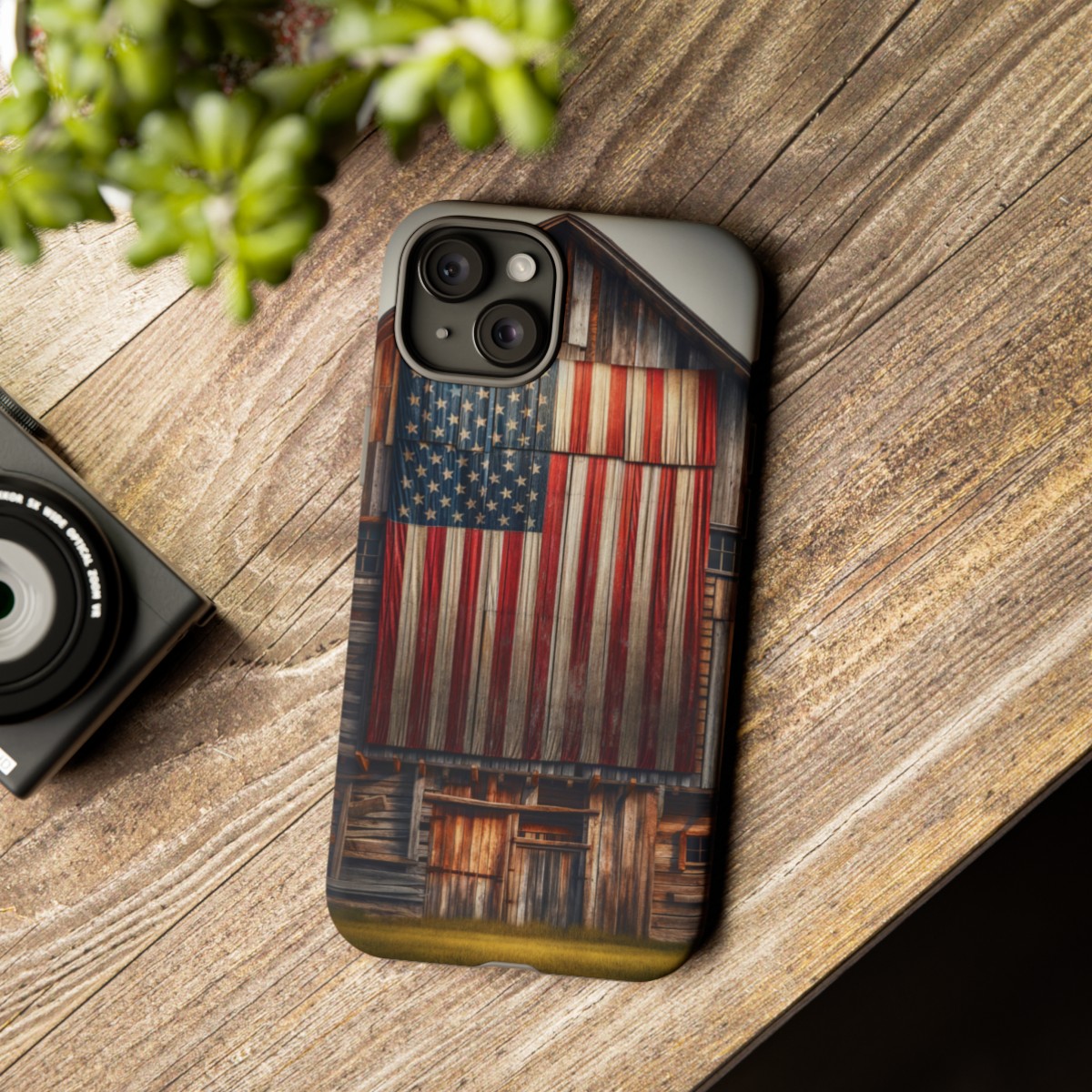 Vintage USA Flag on Weathered Barn Wood Phone Case- Phone Case - Image 170
