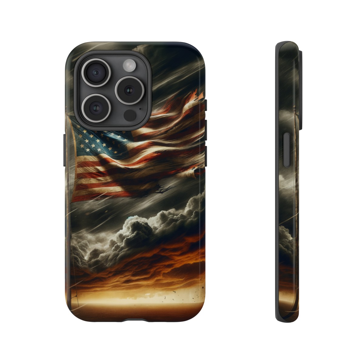 Weathered USA Flag Against Stormy Sky Design Phone Case- Phone Case - Image 171