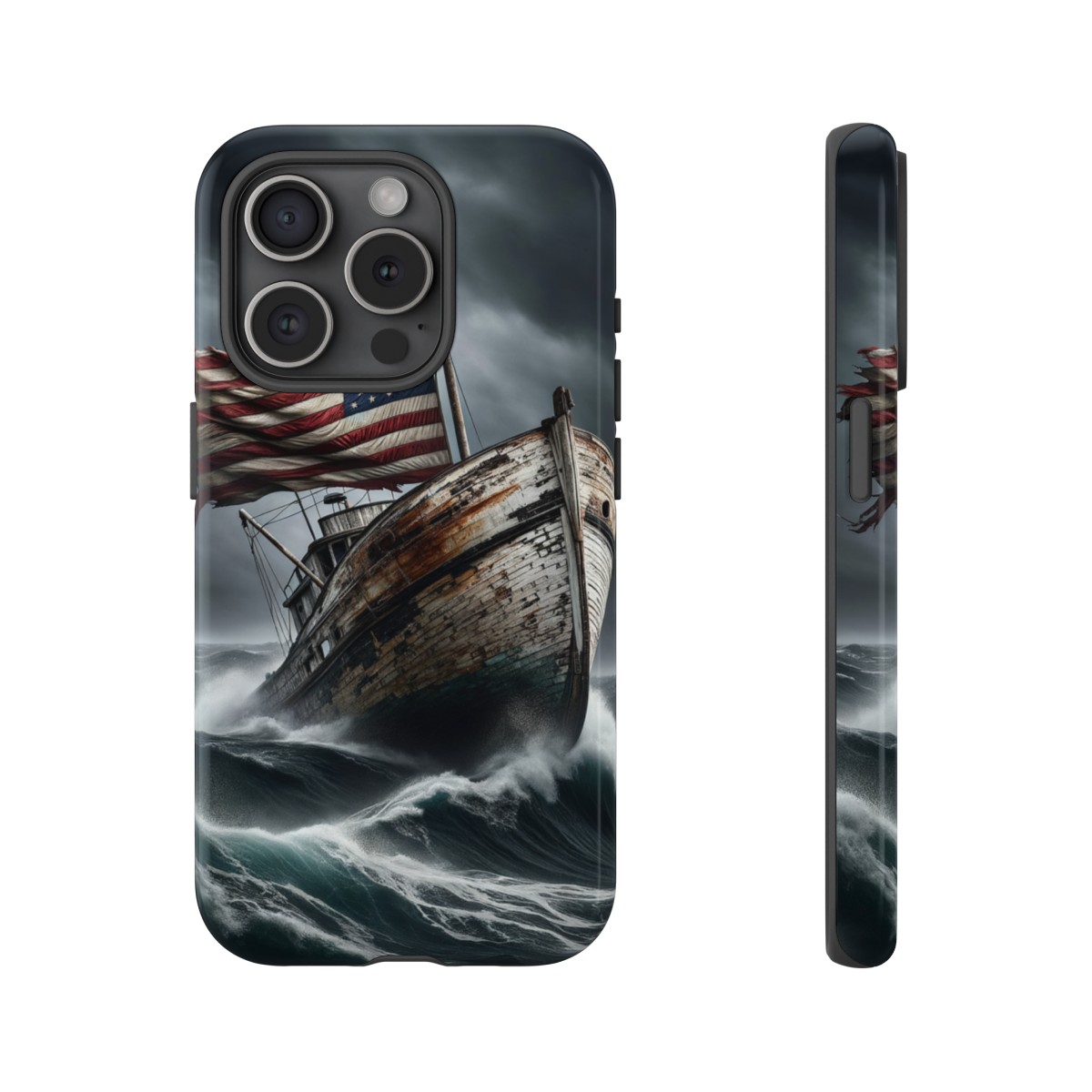 Vintage USA Flag on Rustic Boat Phone Case β Weathered Coastal Design- Phone Case - Image 171