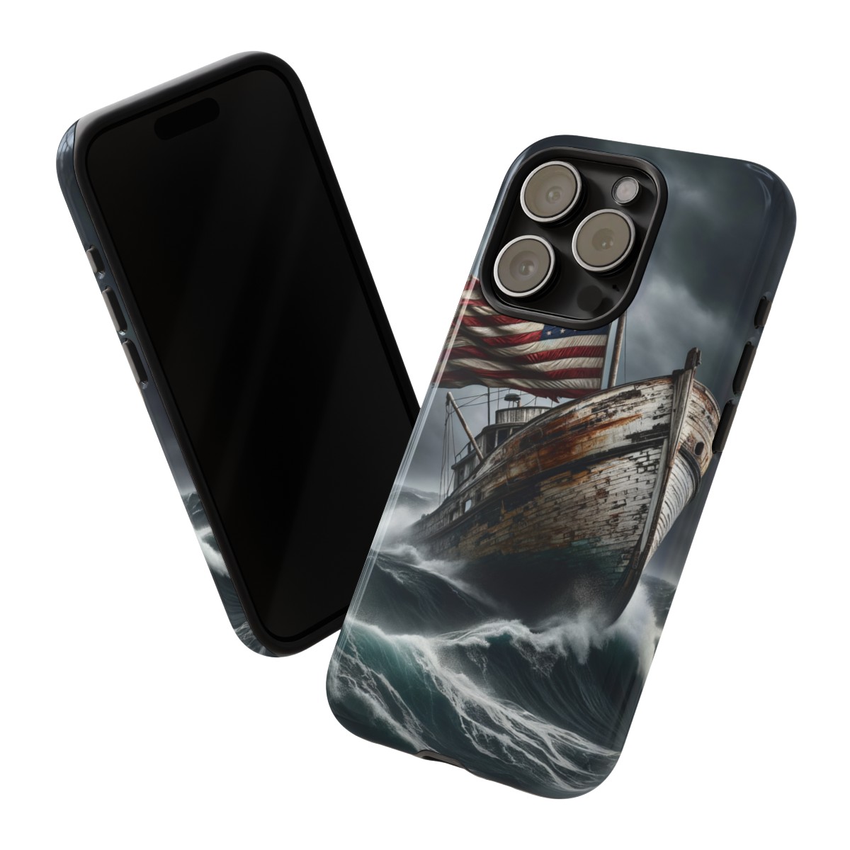 Vintage USA Flag on Rustic Boat Phone Case β Weathered Coastal Design- Phone Case - Image 172