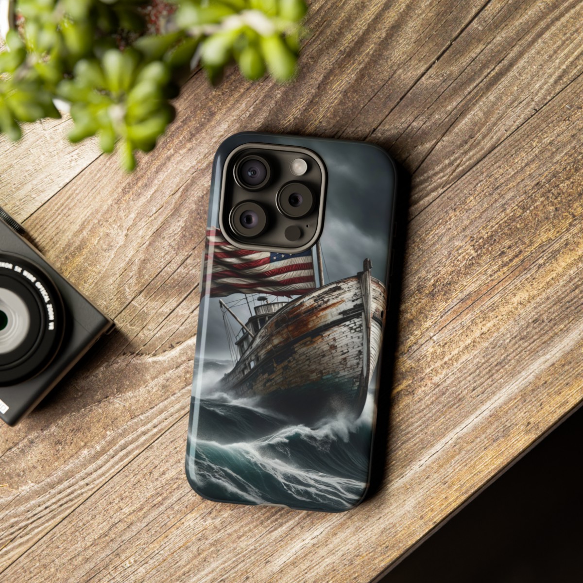 Vintage USA Flag on Rustic Boat Phone Case β Weathered Coastal Design- Phone Case - Image 173