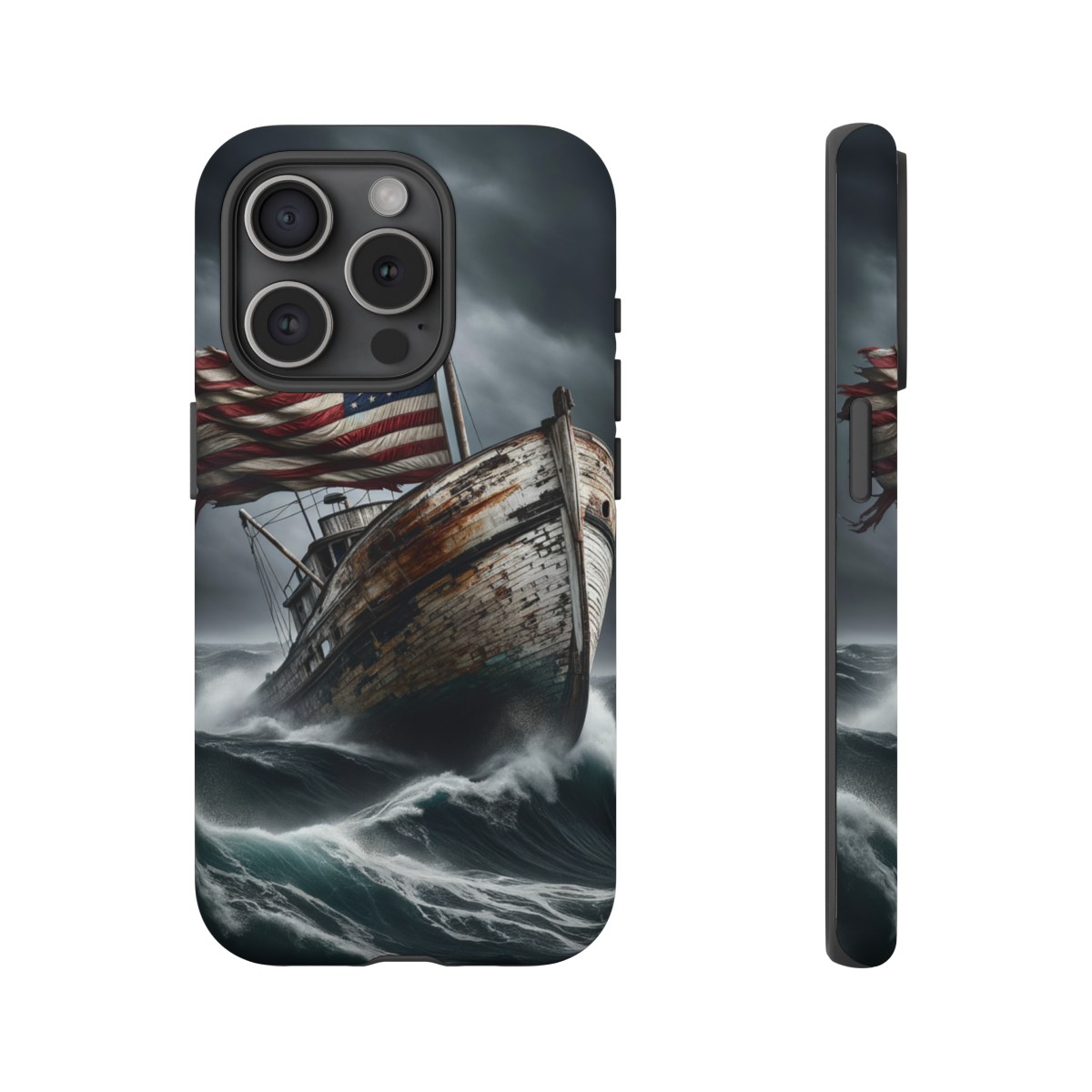 Vintage USA Flag on Rustic Boat Phone Case β Weathered Coastal Design- Phone Case - Image 174