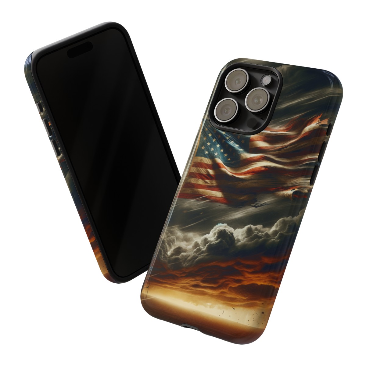 Weathered USA Flag Against Stormy Sky Design Phone Case- Phone Case - Image 178