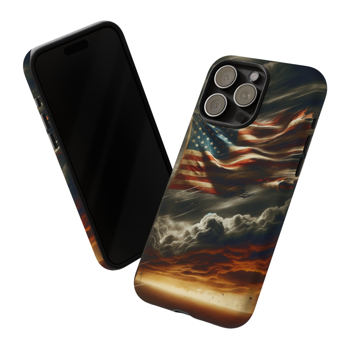 Weathered USA Flag Against Stormy Sky Design Phone Case- Phone Case - Image 181