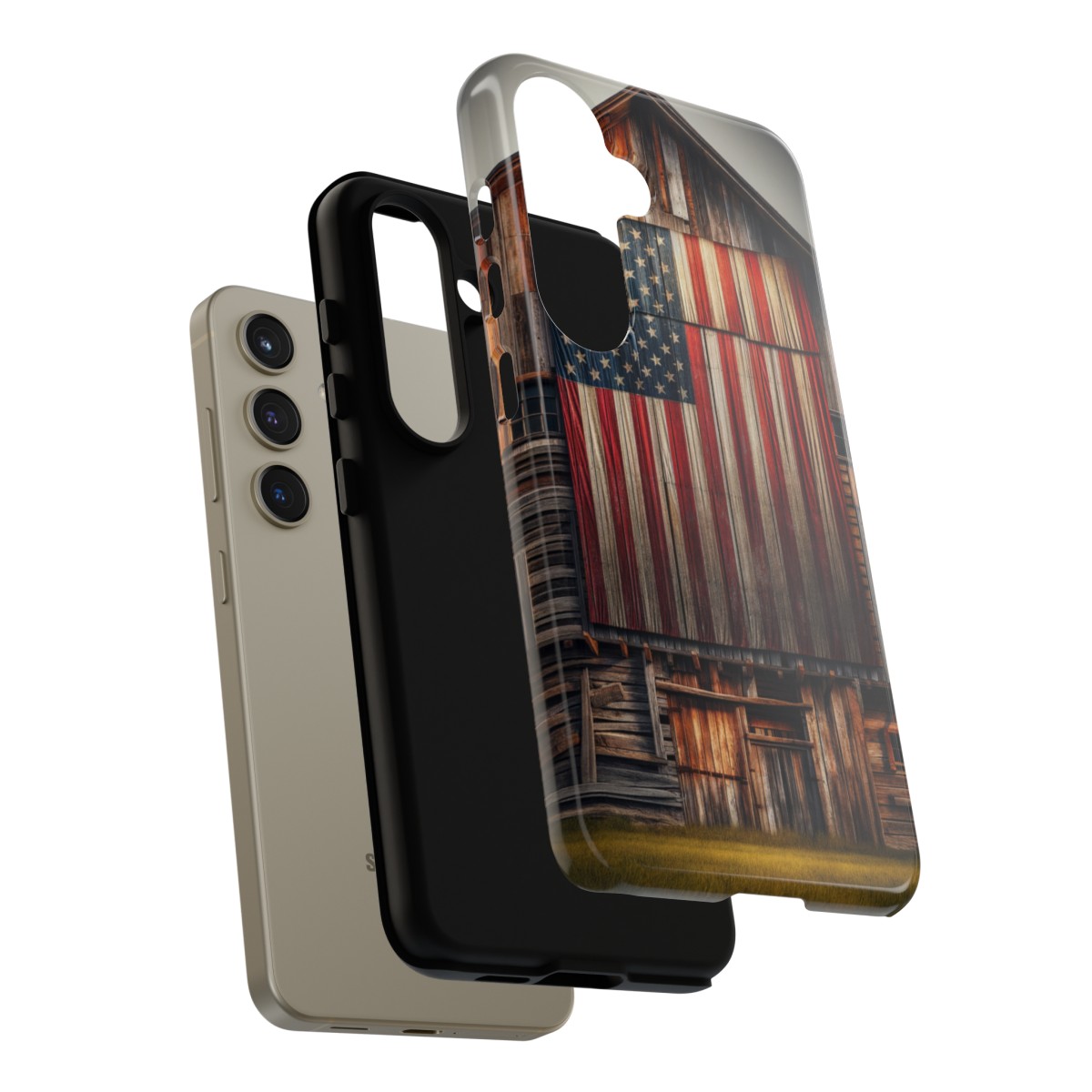 Vintage USA Flag on Weathered Barn Wood Phone Case- Phone Case - Image 186