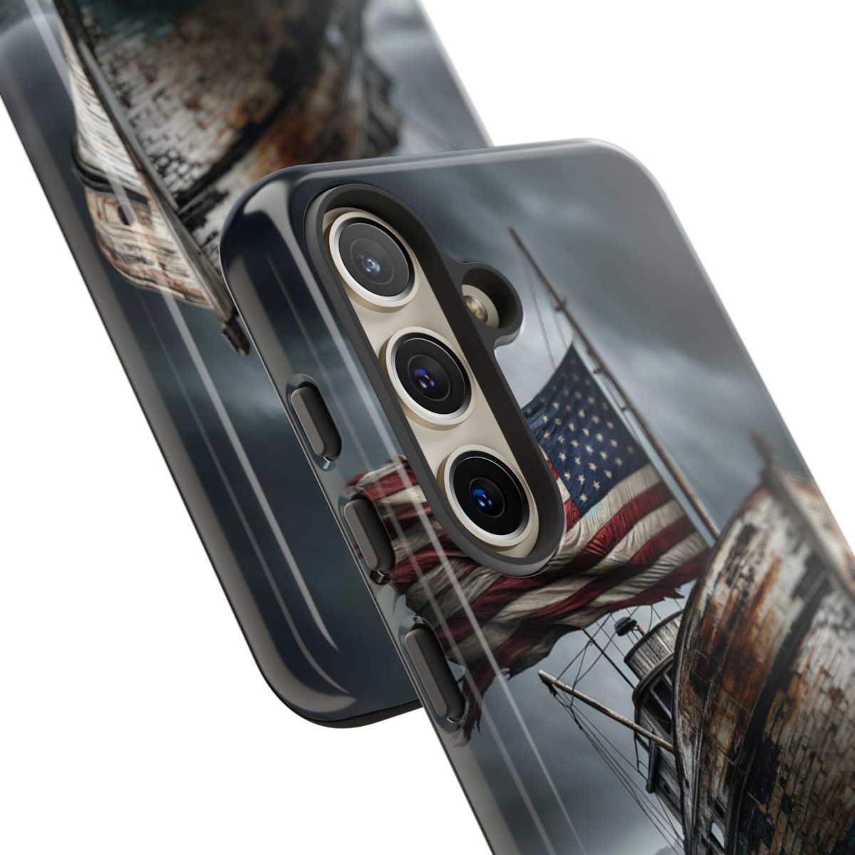 Vintage USA Flag on Rustic Boat Phone Case β Weathered Coastal Design- Phone Case - Image 184