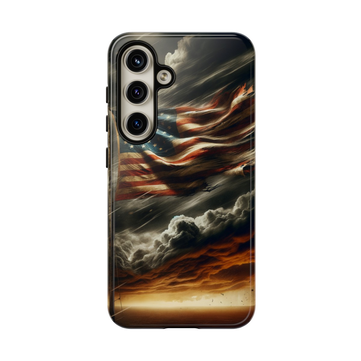 Weathered USA Flag Against Stormy Sky Design Phone Case- Phone Case - Image 183