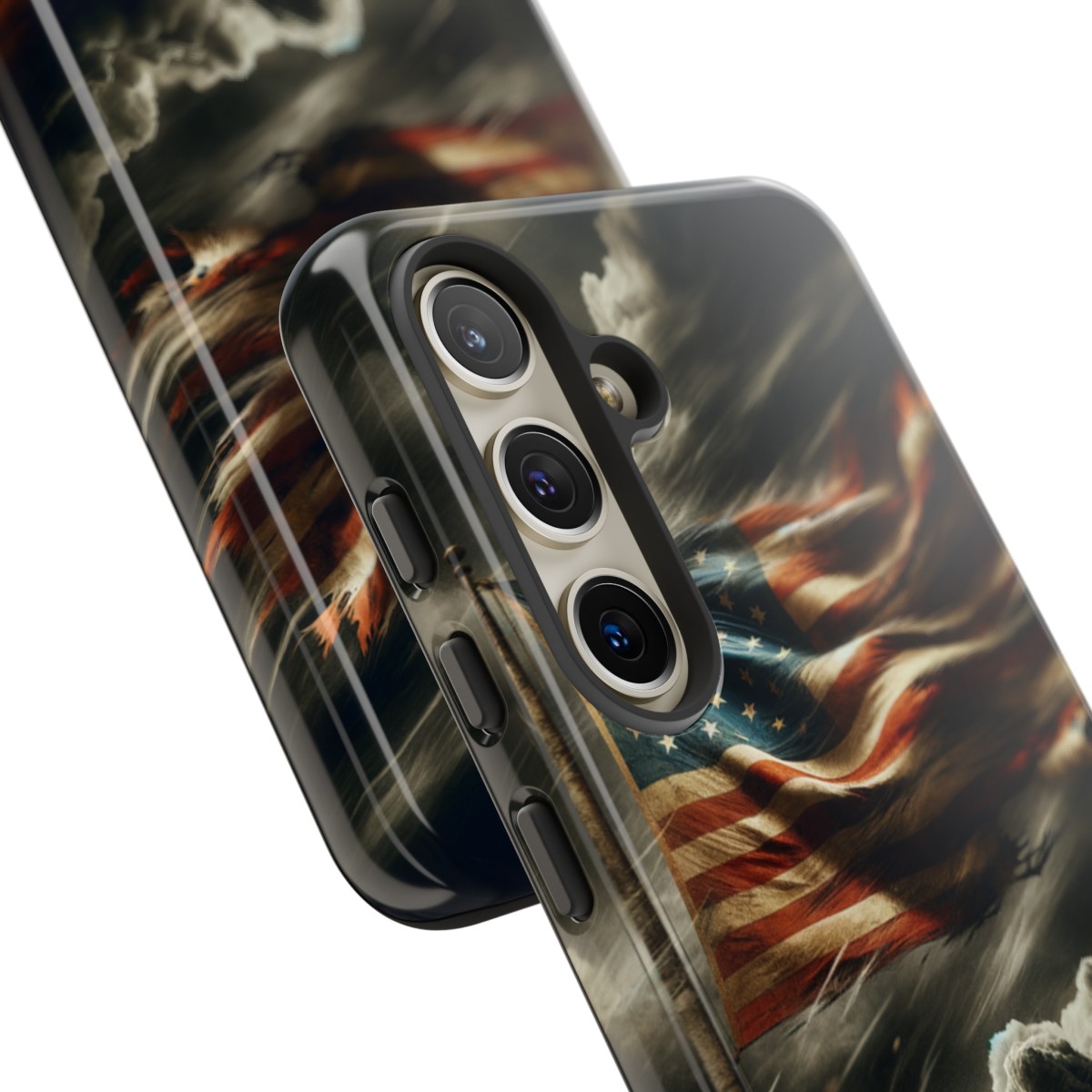 Weathered USA Flag Against Stormy Sky Design Phone Case- Phone Case - Image 184