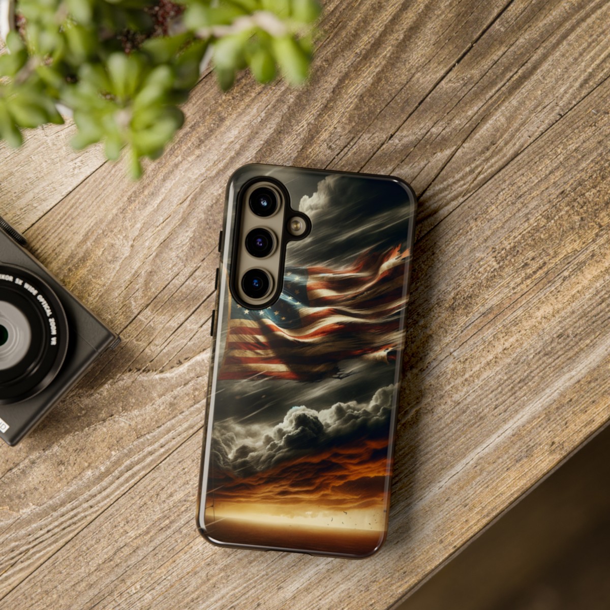 Weathered USA Flag Against Stormy Sky Design Phone Case- Phone Case - Image 187