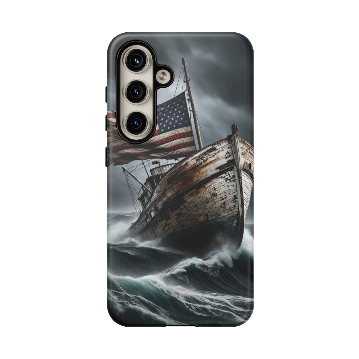 Vintage USA Flag on Rustic Boat Phone Case β Weathered Coastal Design- Phone Case - Image 188