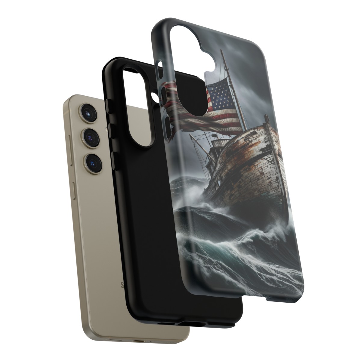 Vintage USA Flag on Rustic Boat Phone Case β Weathered Coastal Design- Phone Case - Image 191