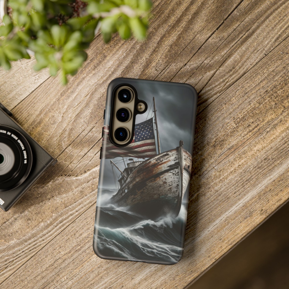 Vintage USA Flag on Rustic Boat Phone Case β Weathered Coastal Design- Phone Case - Image 192