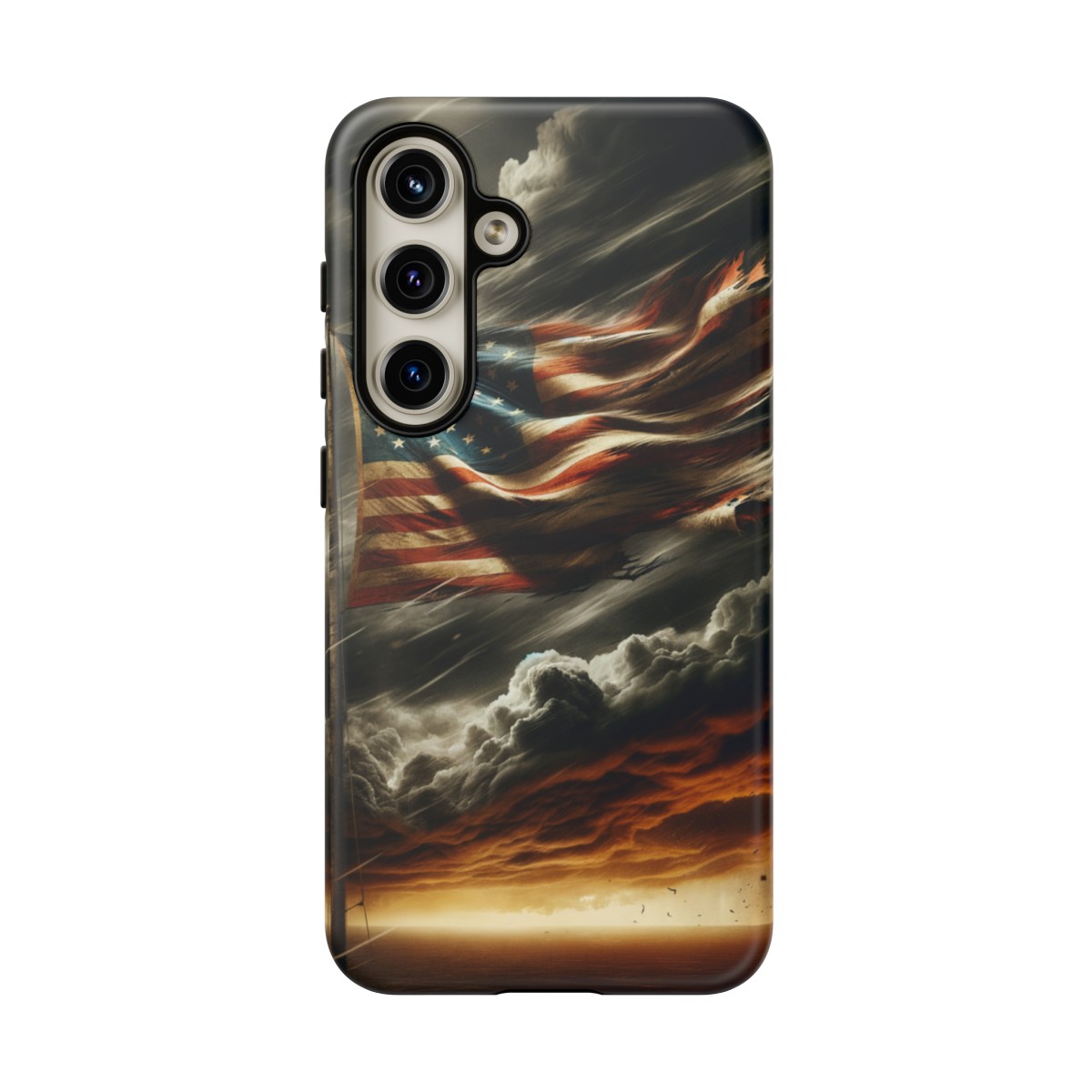 Weathered USA Flag Against Stormy Sky Design Phone Case- Phone Case - Image 188