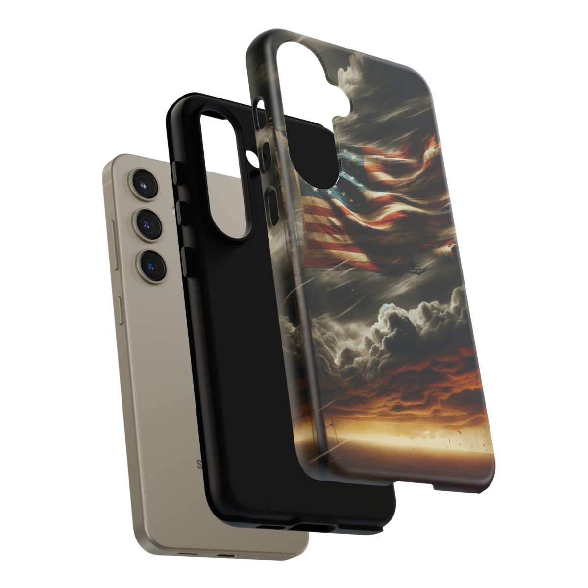 Weathered USA Flag Against Stormy Sky Design Phone Case- Phone Case - Image 191