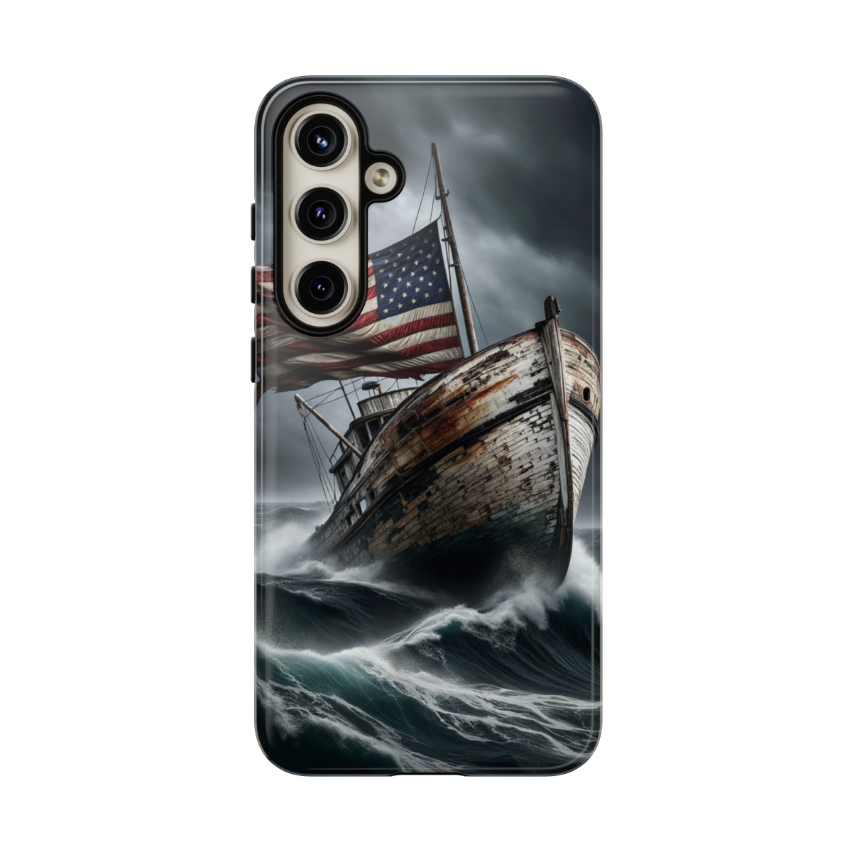 Vintage USA Flag on Rustic Boat Phone Case β Weathered Coastal Design- Phone Case - Image 193