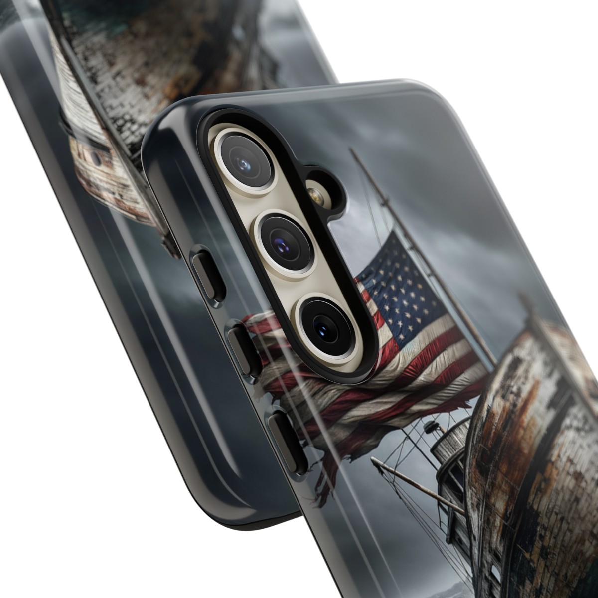 Vintage USA Flag on Rustic Boat Phone Case β Weathered Coastal Design- Phone Case - Image 194