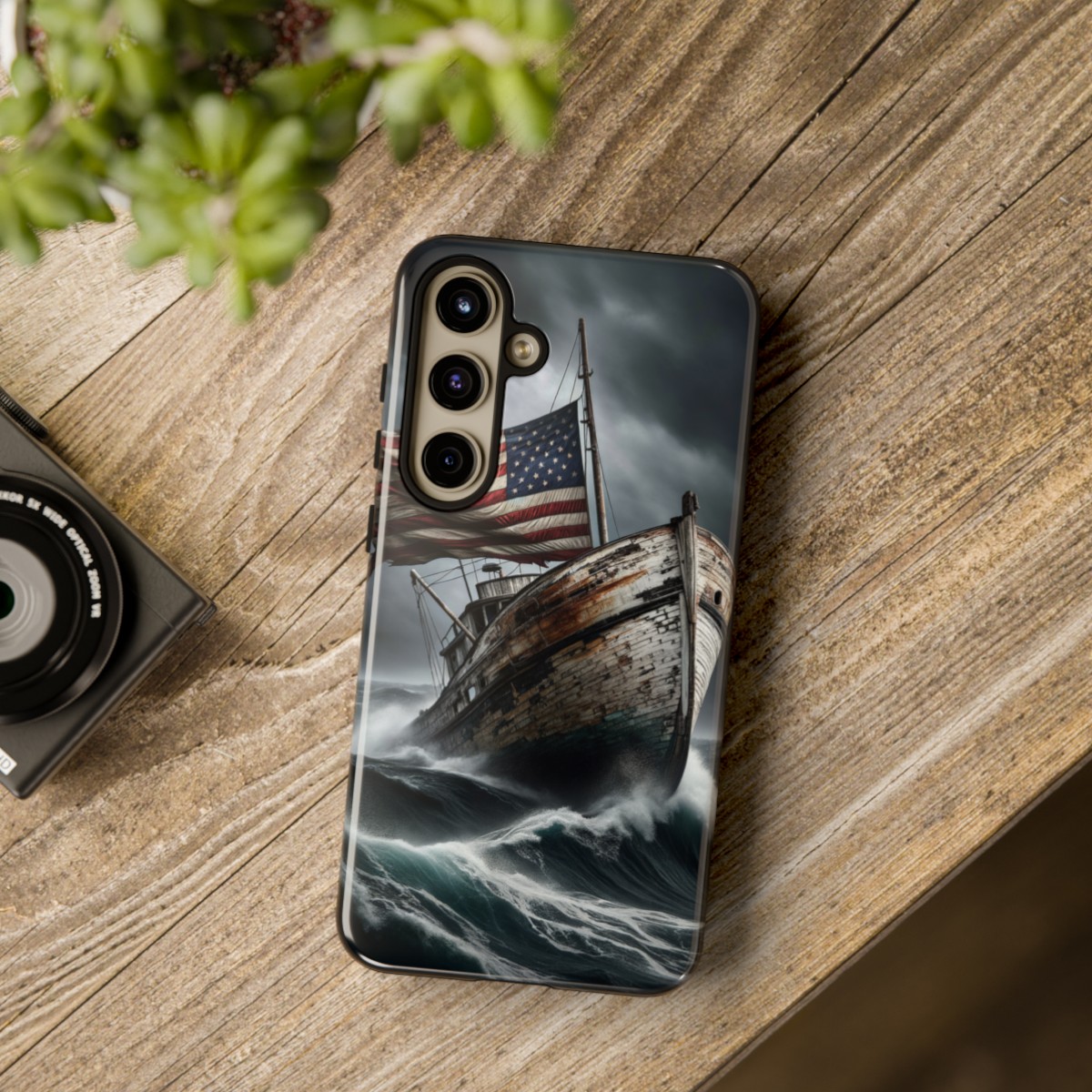 Vintage USA Flag on Rustic Boat Phone Case β Weathered Coastal Design- Phone Case - Image 197