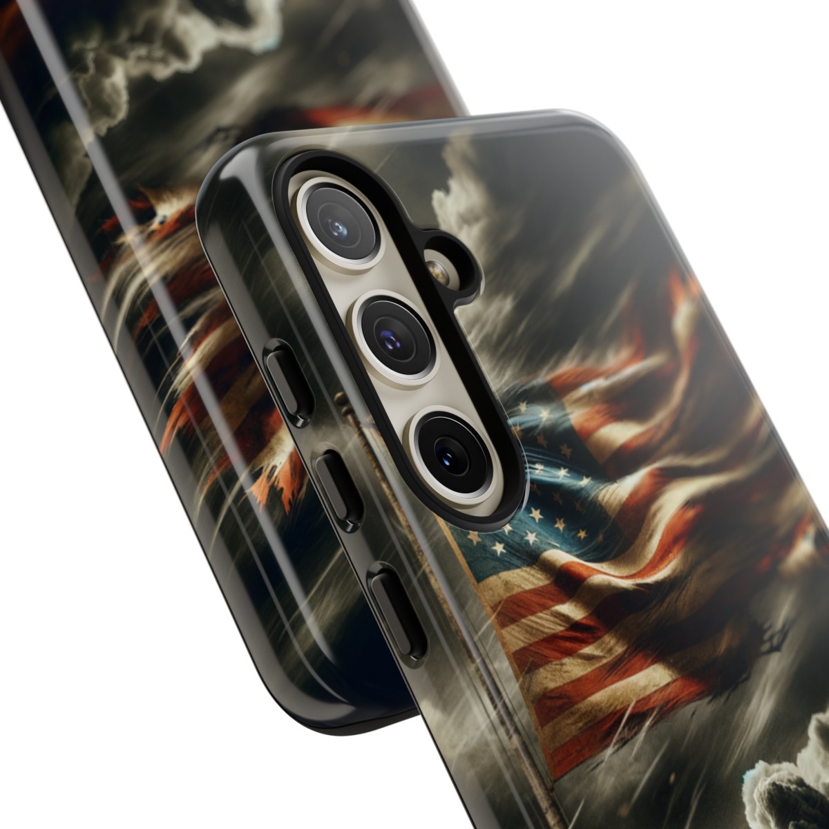 Weathered USA Flag Against Stormy Sky Design Phone Case- Phone Case - Image 194