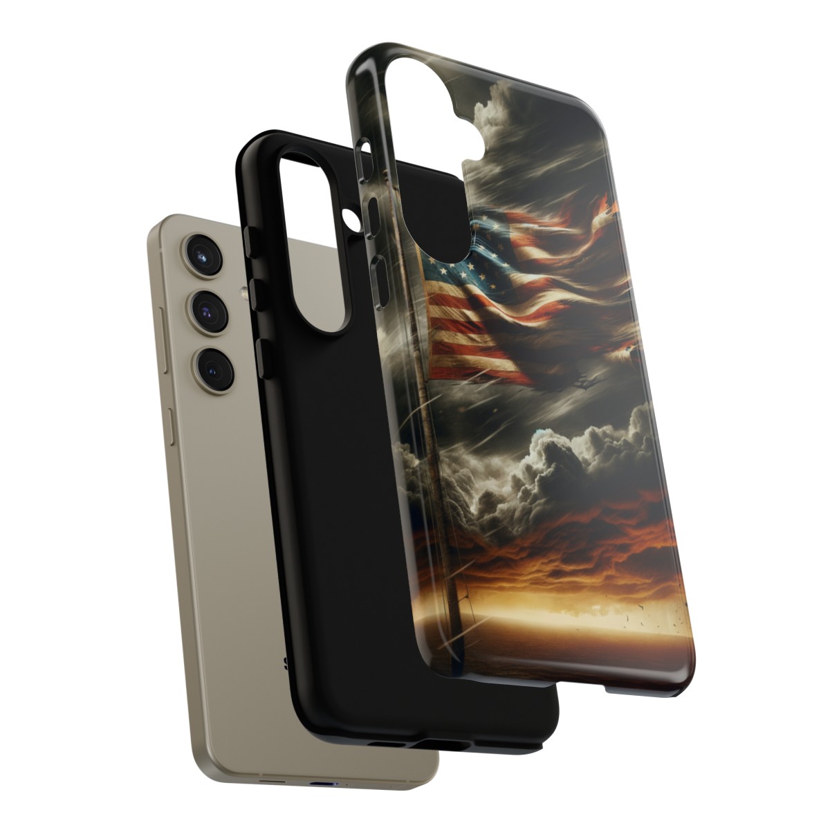 Weathered USA Flag Against Stormy Sky Design Phone Case- Phone Case - Image 196