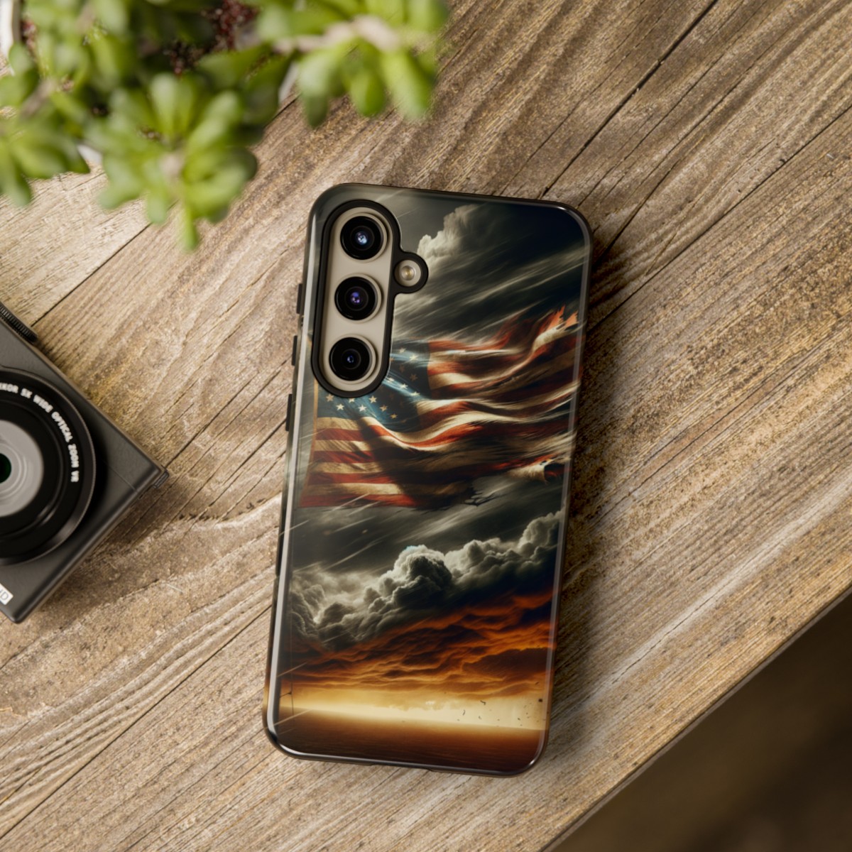 Weathered USA Flag Against Stormy Sky Design Phone Case- Phone Case - Image 197