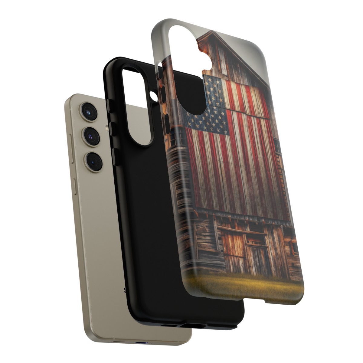 Vintage USA Flag on Weathered Barn Wood Phone Case- Phone Case - Image 201
