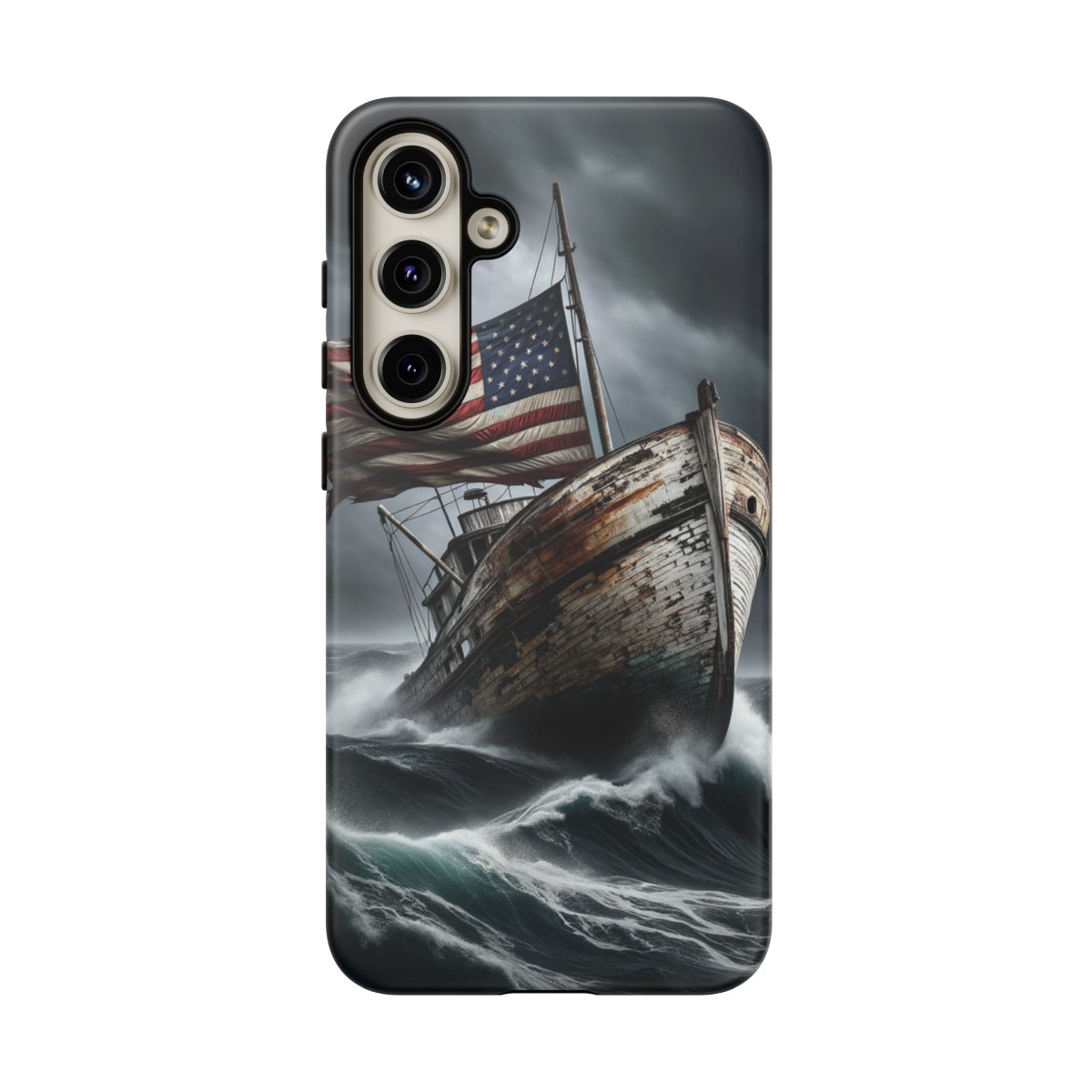 Vintage USA Flag on Rustic Boat Phone Case β Weathered Coastal Design- Phone Case - Image 198