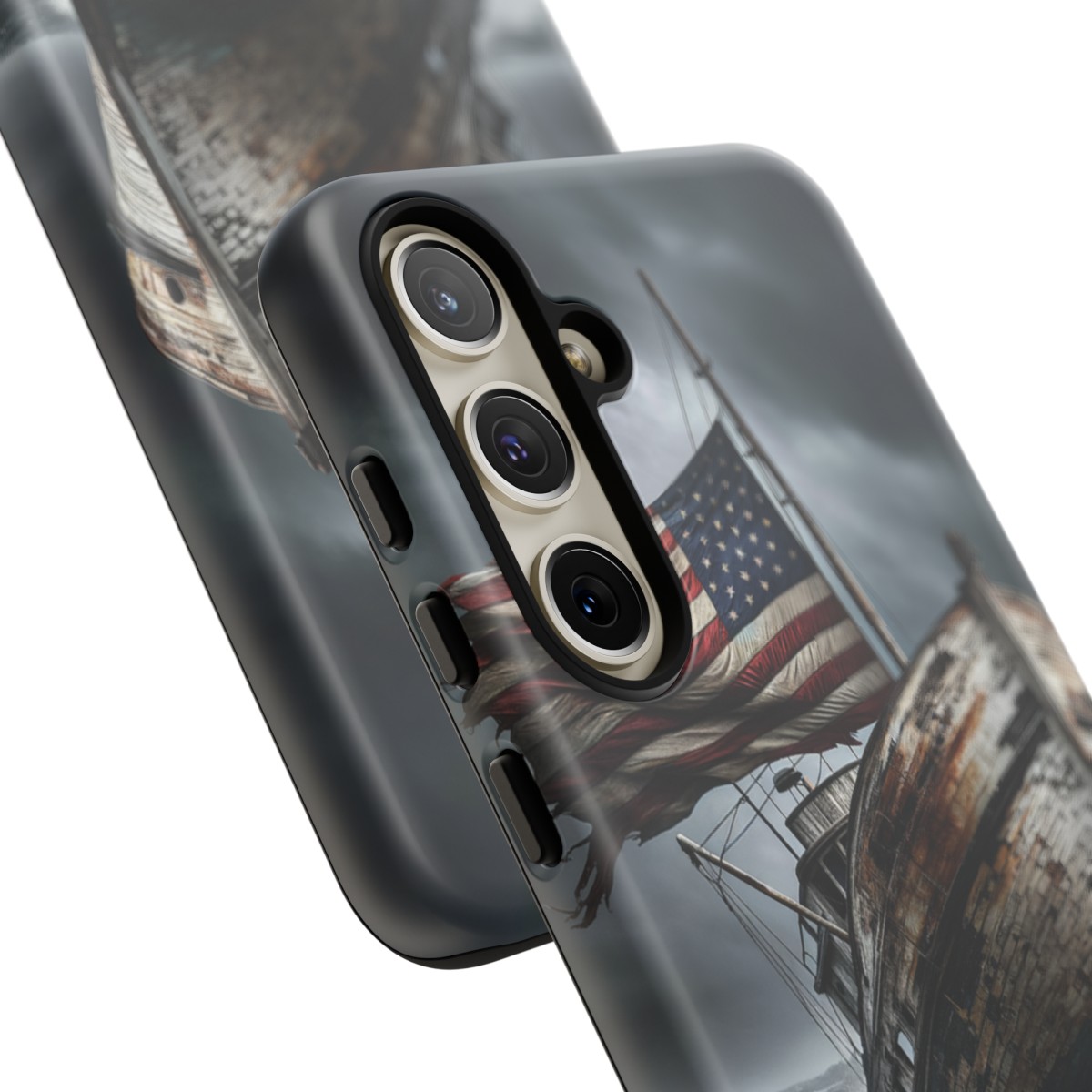 Vintage USA Flag on Rustic Boat Phone Case β Weathered Coastal Design- Phone Case - Image 199