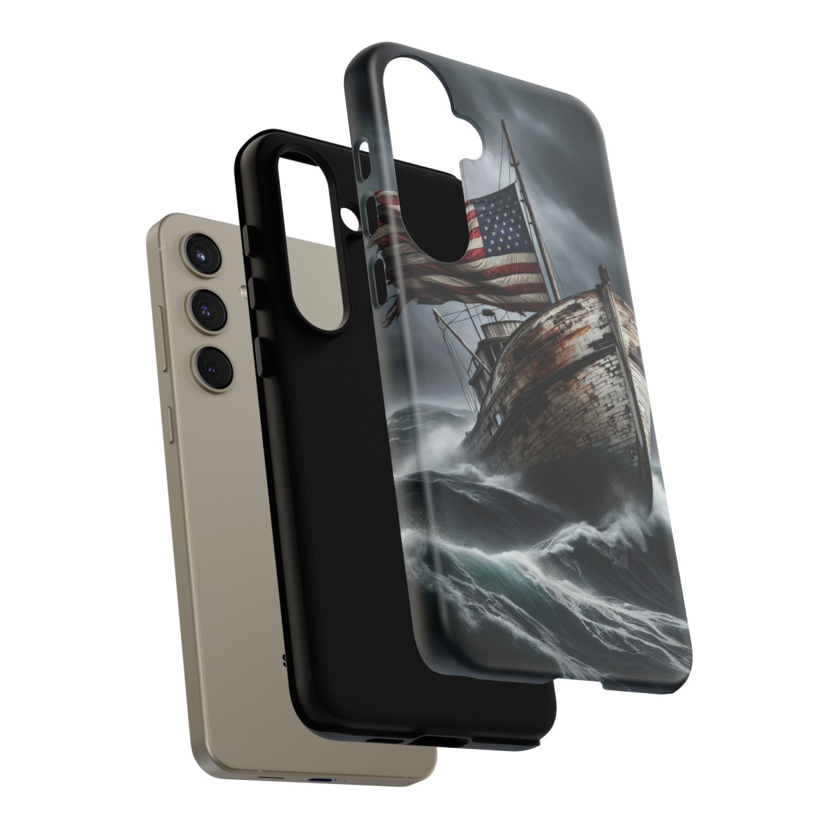 Vintage USA Flag on Rustic Boat Phone Case β Weathered Coastal Design- Phone Case - Image 201