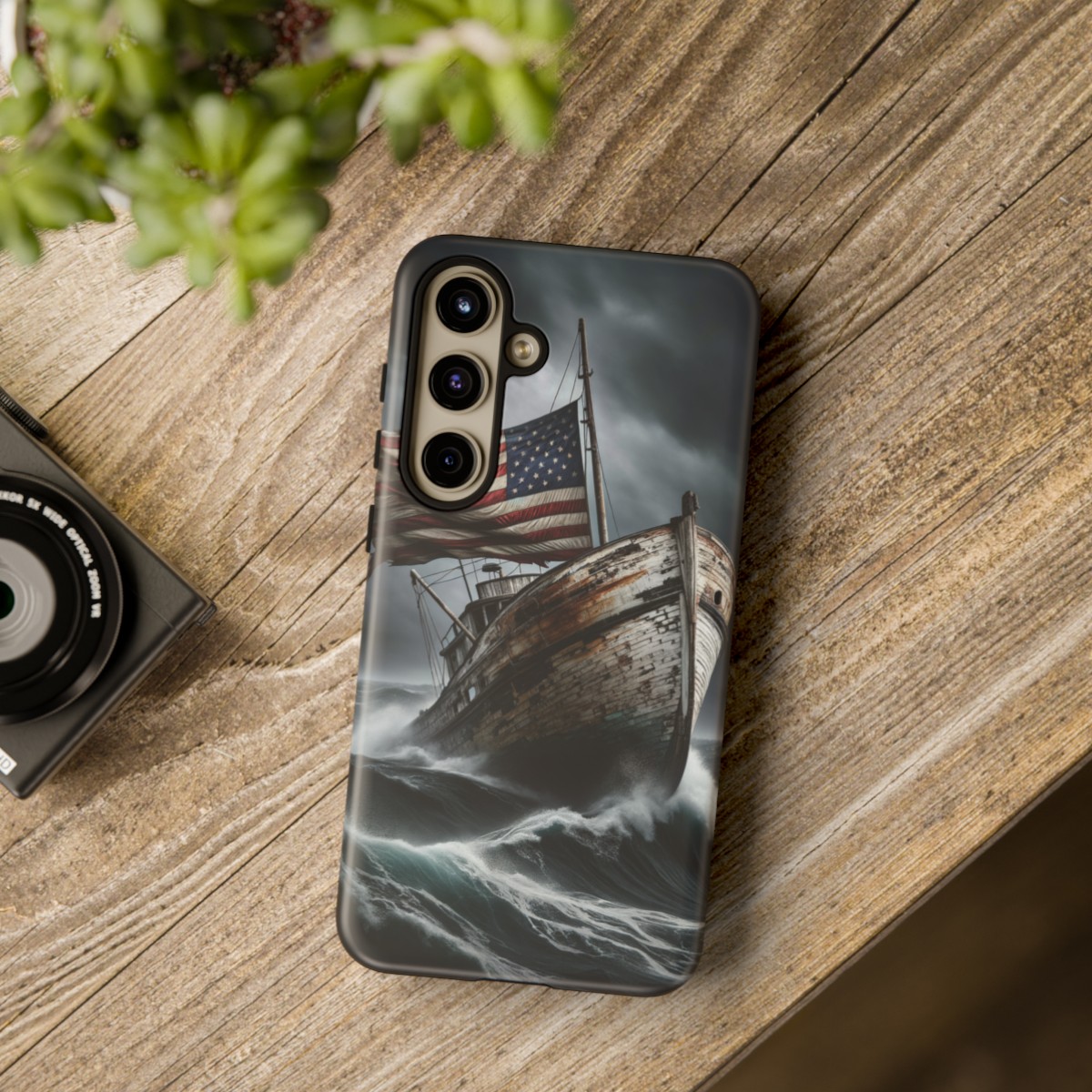 Vintage USA Flag on Rustic Boat Phone Case β Weathered Coastal Design- Phone Case - Image 202