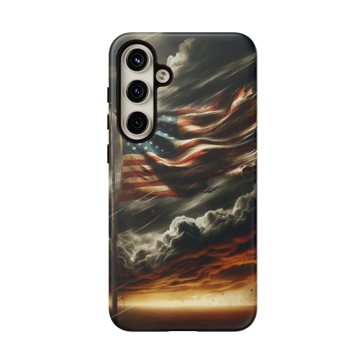 Weathered USA Flag Against Stormy Sky Design Phone Case- Phone Case - Image 198
