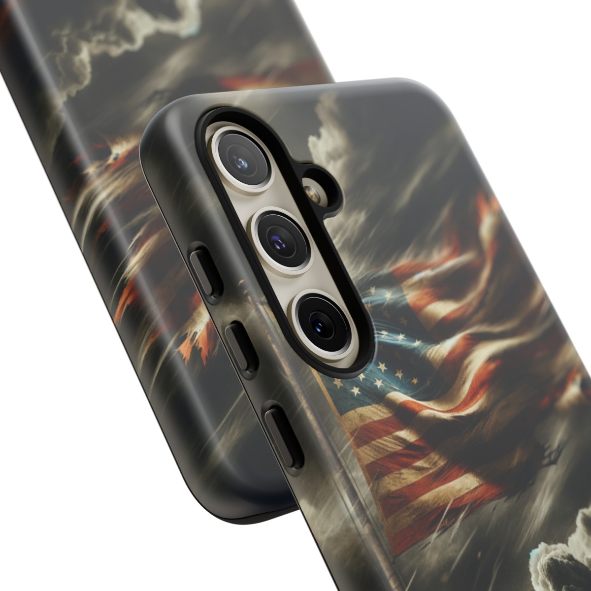 Weathered USA Flag Against Stormy Sky Design Phone Case- Phone Case - Image 199