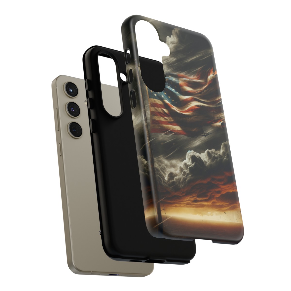 Weathered USA Flag Against Stormy Sky Design Phone Case- Phone Case - Image 201