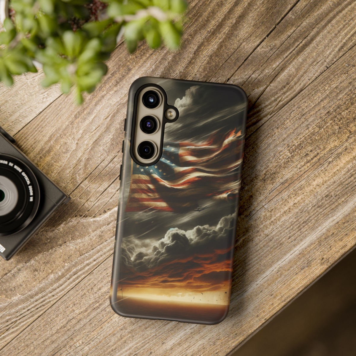 Weathered USA Flag Against Stormy Sky Design Phone Case- Phone Case - Image 202