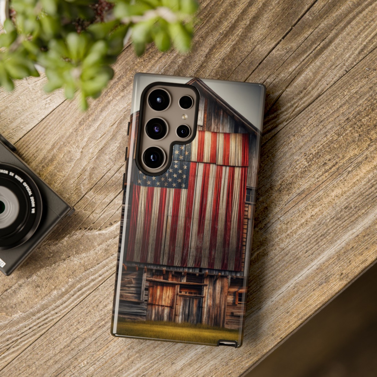 Vintage USA Flag on Weathered Barn Wood Phone Case- Phone Case - Image 207